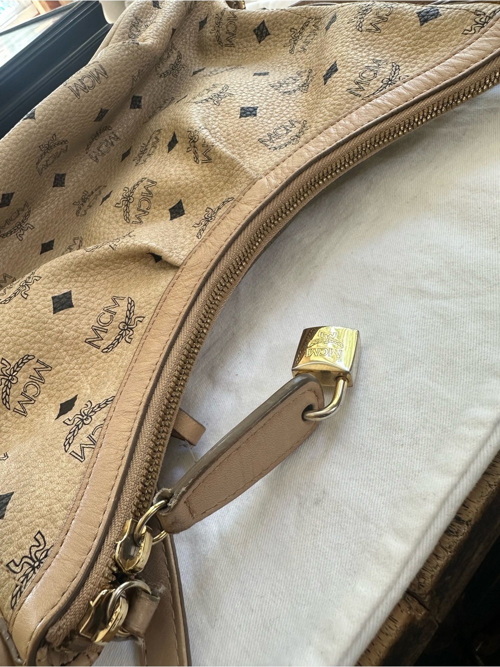 MCM Visetos Signature Beige HOBO Bag - Picture 14 of 15